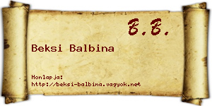 Beksi Balbina névjegykártya